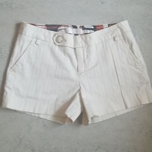 Dressy Cream Colored Shorts w/Textured Pinstripes